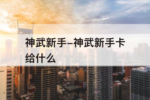 神武新手-神武新手卡给什么
