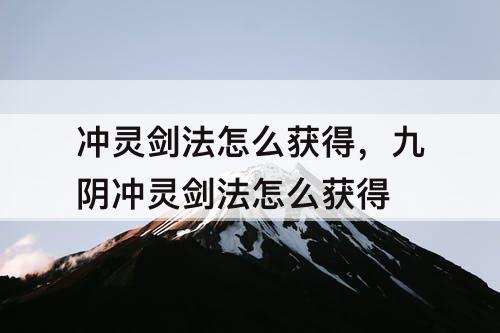 冲灵剑法怎么获得，九阴冲灵剑法怎么获得