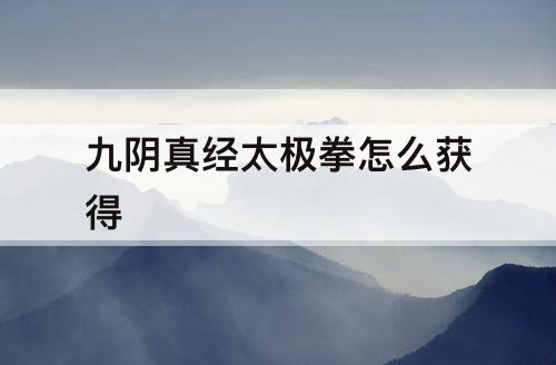 九阴真经太极拳怎么获得