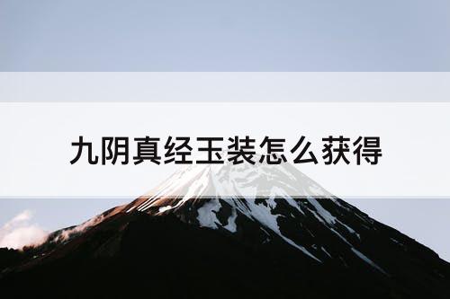 九阴真经玉装怎么获得