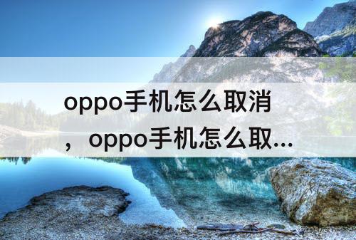 oppo手机怎么取消，oppo手机怎么取消呼叫转移设置