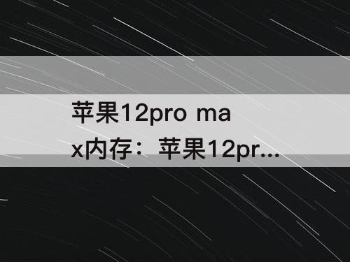 苹果12pro max内存：苹果12pro max内存在哪里看