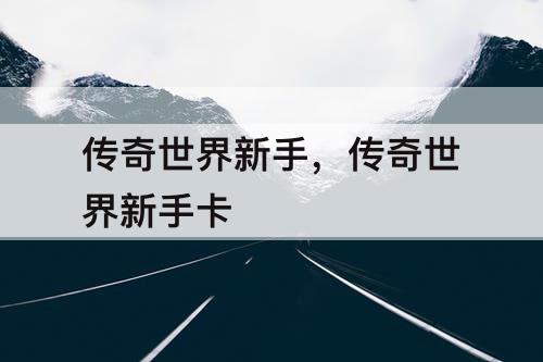 传奇世界新手，传奇世界新手卡