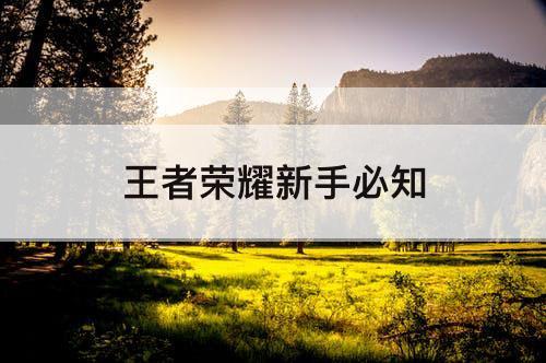 王者荣耀新手必知