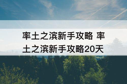 率土之滨新手攻略 率土之滨新手攻略20天