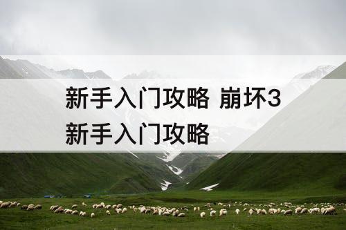 新手入门攻略 崩坏3新手入门攻略