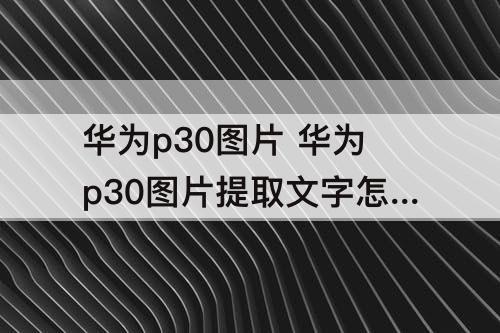 华为p30图片 华为p30图片提取文字怎么操作的