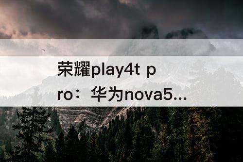 荣耀play4t pro：华为nova5与荣耀play4T pro哪个好