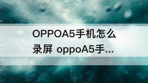 OPPOA5手机怎么录屏 oppoA5手机怎么录屏有声音