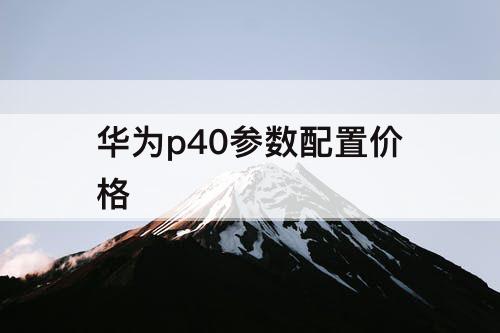 华为p40参数配置价格