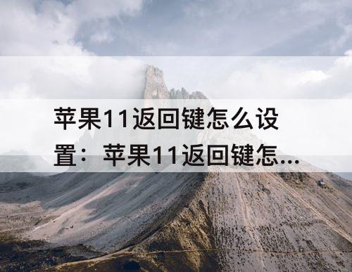 苹果11返回键怎么设置：苹果11返回键怎么设置右下角