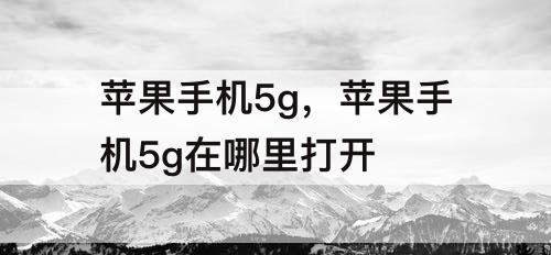 苹果手机5g，苹果手机5g在哪里打开