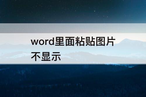word里面粘贴图片不显示