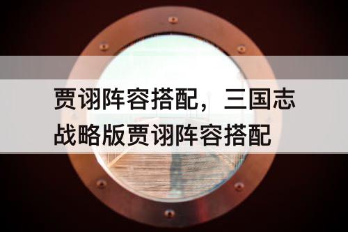 贾诩阵容搭配，三国志战略版贾诩阵容搭配