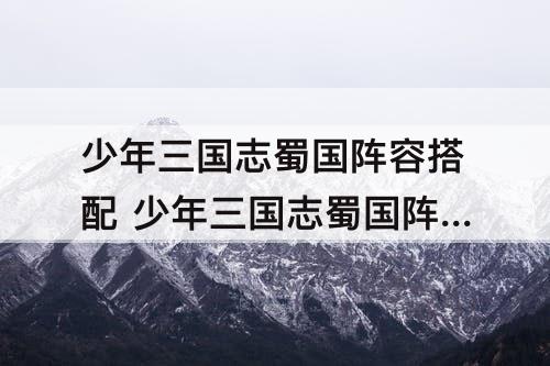 少年三国志蜀国阵容搭配 少年三国志蜀国阵容搭配什么名将