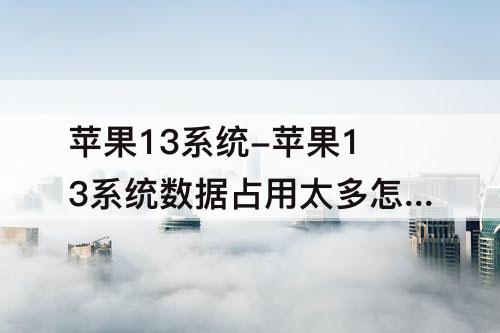 苹果13系统-苹果13系统数据占用太多怎么清理