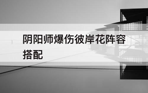 阴阳师爆伤彼岸花阵容搭配