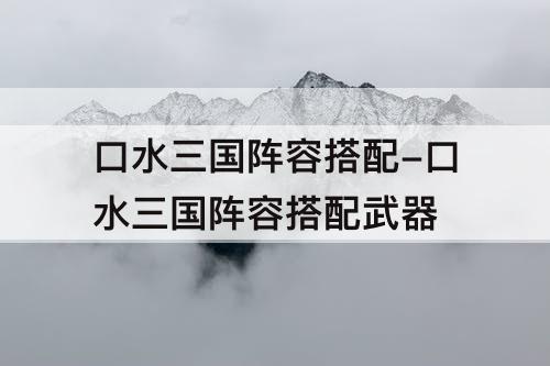 口水三国阵容搭配-口水三国阵容搭配武器