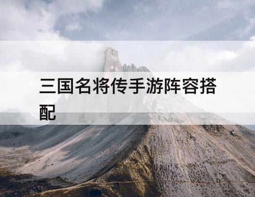 三国名将传手游阵容搭配