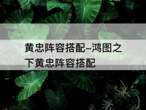 黄忠阵容搭配-鸿图之下黄忠阵容搭配