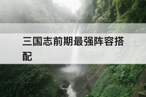 三国志前期最强阵容搭配