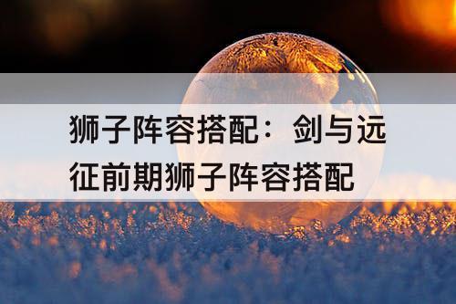 狮子阵容搭配：剑与远征前期狮子阵容搭配