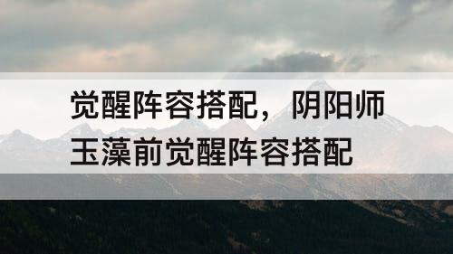 觉醒阵容搭配，阴阳师玉藻前觉醒阵容搭配