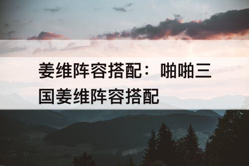 姜维阵容搭配：啪啪三国姜维阵容搭配