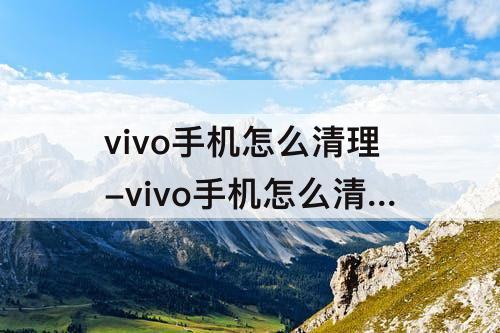 vivo手机怎么清理-vivo手机怎么清理运行程序卡了