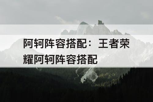 阿轲阵容搭配：王者荣耀阿轲阵容搭配