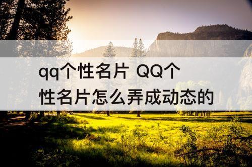 qq个性名片 QQ个性名片怎么弄成动态的