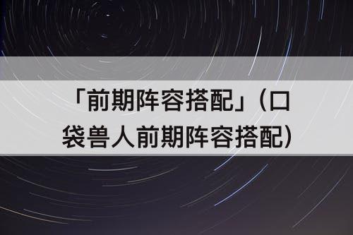 「前期阵容搭配」(口袋兽人前期阵容搭配)