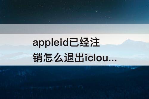 appleid已经注销怎么退出icloud