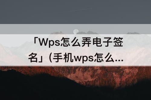 「Wps怎么弄电子签名」(手机wps怎么弄电子签名)